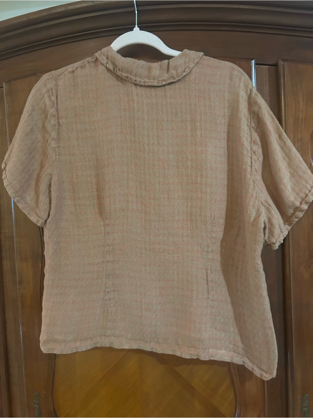 FLAX By Jeanne Engelhart Women's Short Sleeve Button Front Top size Medium #1098 - Picture 3 of 5
